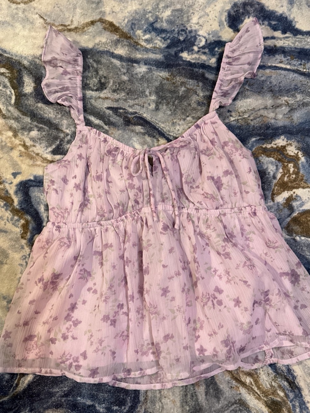 Hollister Lavender Floral Ruffle-Strap Cami